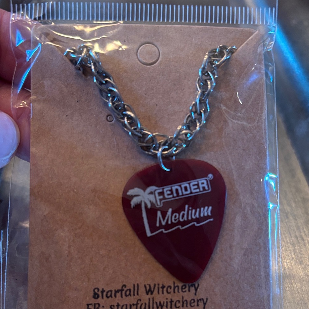 Fender Burgundy Guitar Pick Necklace